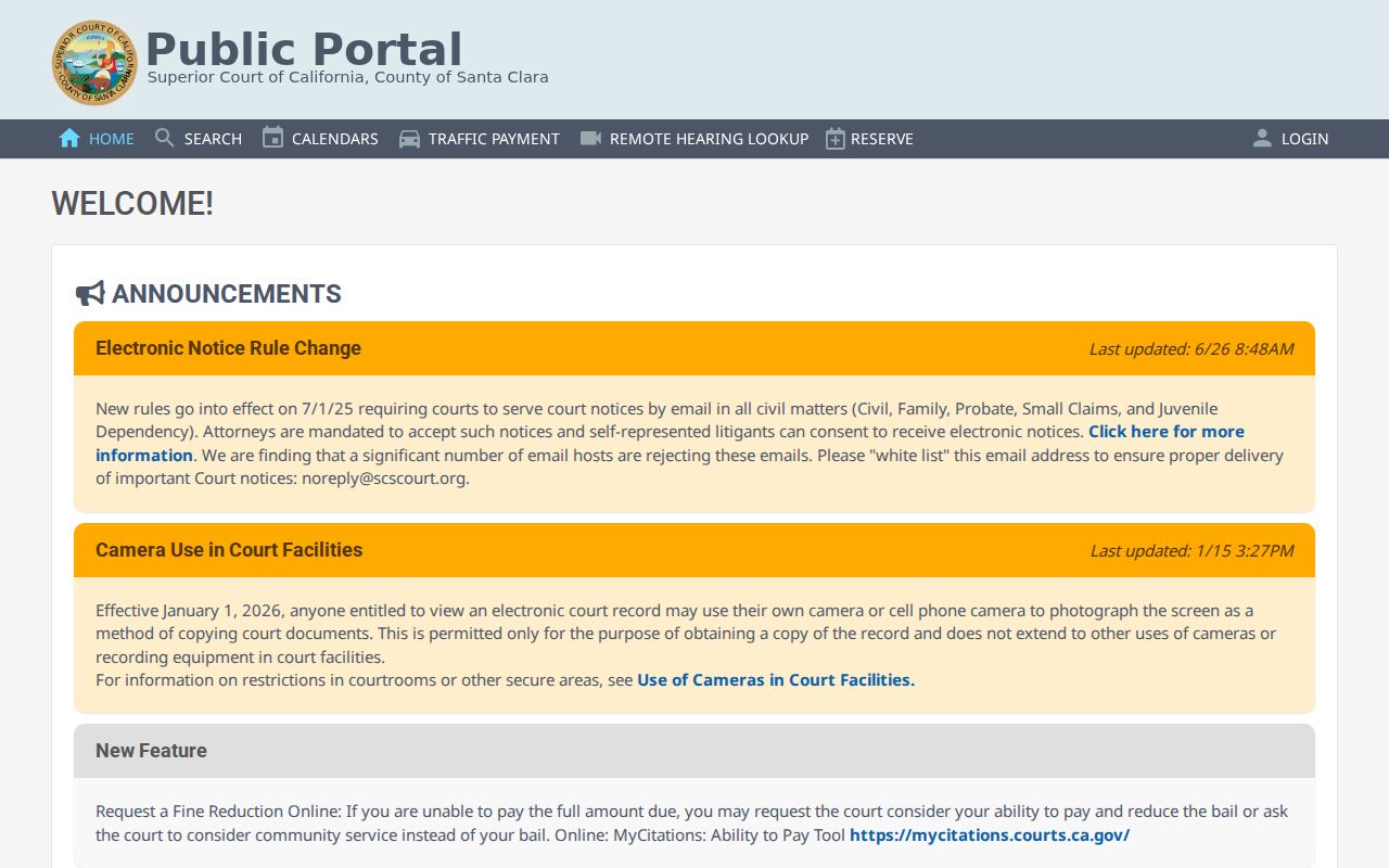 Morgan Hill records access through the Santa Clara Superior Court portal