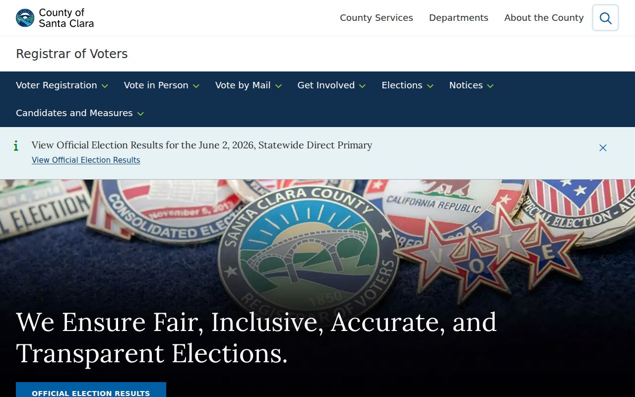 Morgan Hill voter registration services at the Santa Clara County Registrar of Voters